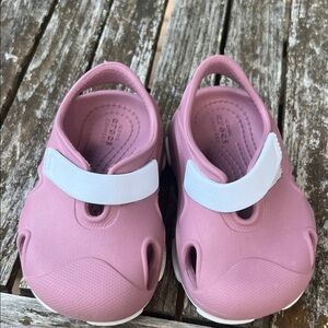 CROCS Kids Water Shoes in Pink with White Strap